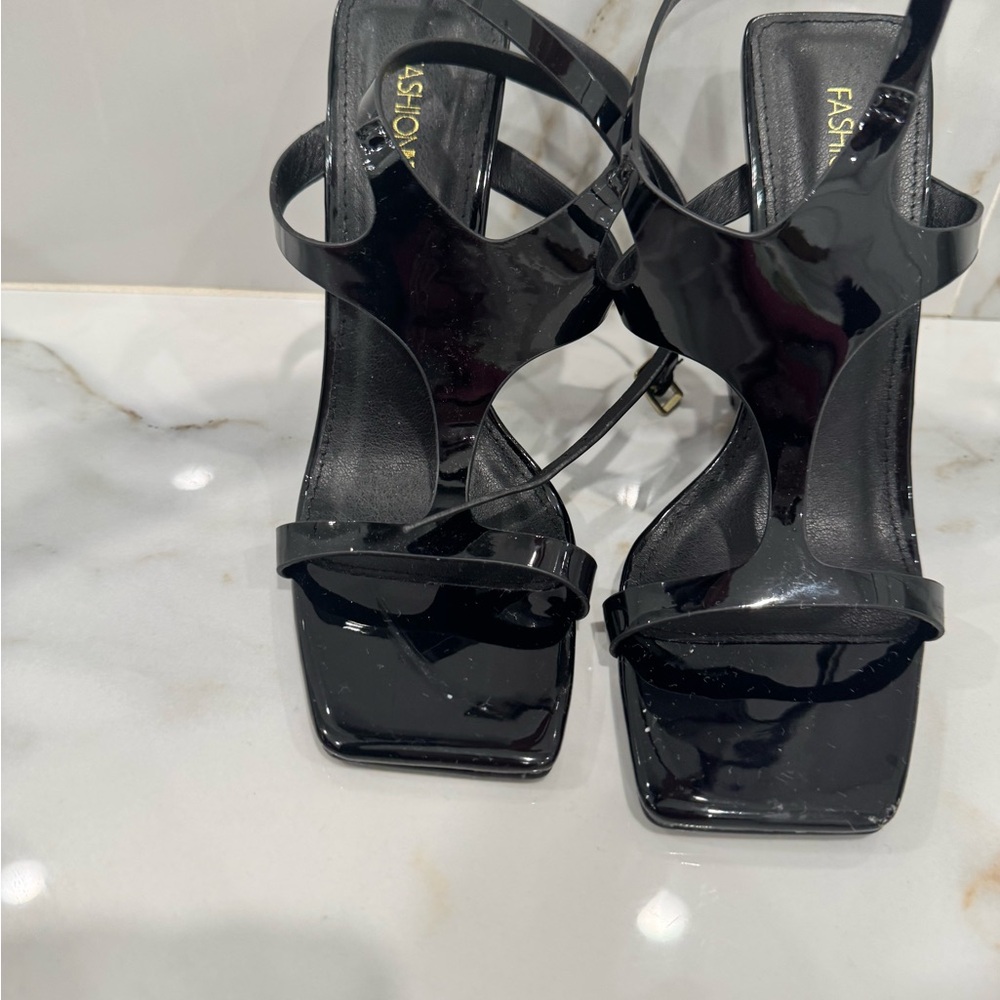 Brand New Black Patent Sculptural Wedge Heels – Size 6 – 4.13” Heel - Picture 5 of 9